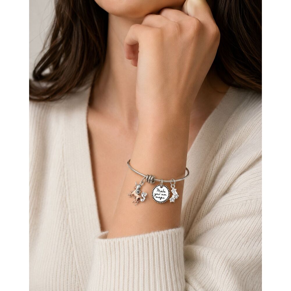 Unicorn Magic Make Your Own Magic Stainless Steel Charm Bangle